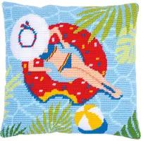 Vervaco Stickrahmen-Kissen "Piscina 2", Design von Conde, 40x40 cm