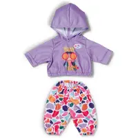 Baby Born Hoodie Outfit aus Kapuzen-Sweater und bunter Hose für 43cm Puppen.