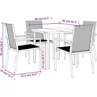 vidaXL 5-tlg. Garten-Essgruppe Schwarz Textilene und Stahl