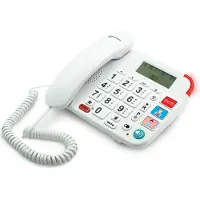 Geemarc Telecom DALLAS 20, Analoges/DECT-Telefon, Drahtgebundenes & drahtloses Handgerät, Freisprecheinrichtung, 61 Eintragungen, Anrufer-Identifikation, Weiß