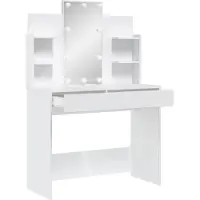 vidaXL Schminktisch mit LED-Leuchten Weiß 96x40x142 cm