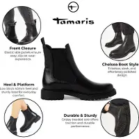 Tamaris 1-25427-41 - Damen Chelsea Boots - 001-Black, Größe:38 EU
