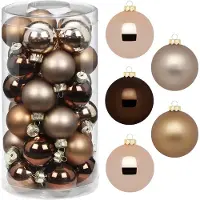 Inge-glas 36 Weihnachtskugeln 4cm Glas Christbaumkugeln Weihnachtsbaumkugeln braun mix