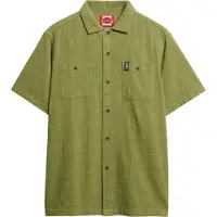 Superdry für Herren. M4010986A Texturiertes Kurzarmhemd Merchant Store grün (M), Lässig, Baumwolle