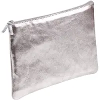Clairefontaine 4x Schlampermäppchen Leder Cuirisé TM flach 22x11cm Silber 8701C