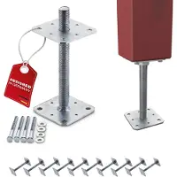 Sotech 10er Set Pfostenträger M24 110 x 110 x 250 mm Stahl Verzinkt Höhenverstellbar Witterungsbeständig