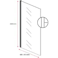 Badplaats Duschwand Florida 40 x 200cm Glas Duschabtrennung Schwarz - Walk-In Dusche Nano Duschtrennwand