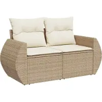 vidaXL Gartensofa-set 8 stk. Beige Poly-Rattan