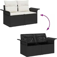 vidaXL Garten-Sofa-Set 8 stk. 7-Sitzanzahl Schwarz und Creme