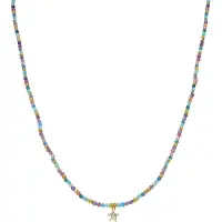 Luxenter Halskette aus 925er Sterlingsilber und mehrfarbigem Kristall in 18k Gelbgold - Star
