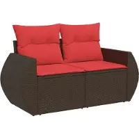 vidaXL 9-teiliges Gartensofa-Set mit Kissen, braun, Polyrattan