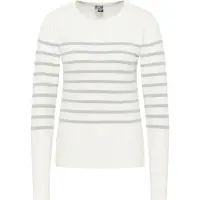 Dreimaster Strickpullover Damen Wollweiss Grau Melange