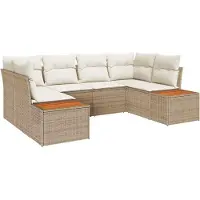vidaXL Gartensofa-set 6 stk. Beige Poly-Rattan