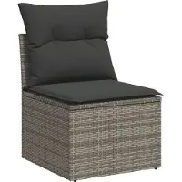 vidaXL 5-tlg. Garten-Sofagarnitur mit Kissen Grau Poly Rattan