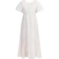 Mymo Maxikleid Damen Weiss Pinkorange Punkte