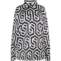 Dreimaster Hemdbluse Damen schwarz-wollweiß