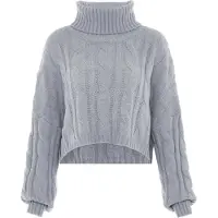 Mymo Rollkragenpullover Damen hellgrau melange
