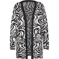 Mymo Strickjacke Damen wollweiß schwarz