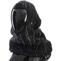 Dolce&Gabbana Women's Black Knitted Sequin Hood Scarf Hat Hat (écharpe à sequins)
