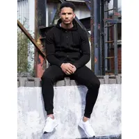 Enzo | Herren Zip Up Hoodie Trainingsanzug Set - Schwarz