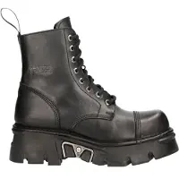New rock Militär-Bikerstiefel aus schwarzem Leder – M-NEWMILI083-S19