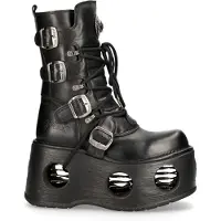 New rock Metallic Schwarz Leder Neptuno Gothic Stiefel-373-S2