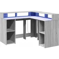 Helloshop26 - Schreibtisch Tisch Arbeitsplatz Computermöbel Arbeitsmöbel und LED-Leuchten Sonoma 130 x 130 x 91 cm Holzwerkstoff 02_0023806