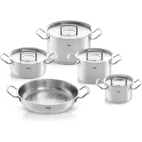 Fissler Original-Profi Collection / Edelstahl-Topfset, 5-teilig, Töpfe mit Metall-Deckel (3 Kochtöpfe, 1 Bratentopf, 1 Servierpfanne) - Induktion