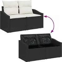 vidaXL Garten-Sofa-Set 9 Stk. 8-Sitzanzahl Schwarz