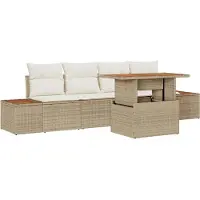 vidaXL Gartensofa-set 5 Stk. Beige Poly-Rattan