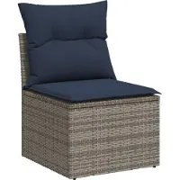 vidaXL 10-teiliges Gartensofa-Set mit Kissen, grau, Polyrattan