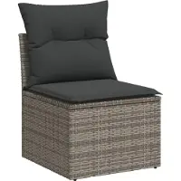 vidaXL 4-tlg. Garten-Sofagarnitur mit Kissen Grau Poly Rattan