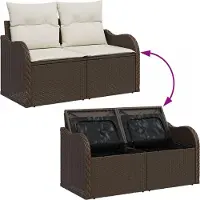 vidaXL Gartensofa-set mit Kissen mit Kissen 6 pcs Braun Poly Rattan