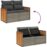 vidaXL 6-tlg. Garten-Sofagarnitur mit Kissen Grau Poly Rattan