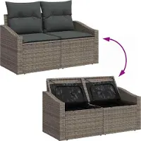 vidaXL Garten-Sofa-Set 9 Stk. Grau Poly Rattan