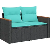 vidaXL 13-teiliges Gartensofa-Set mit Kissen, schwarzes Polyrattan