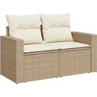 vidaXL Gartensofa-set 10 stk. Beige Poly-Rattan