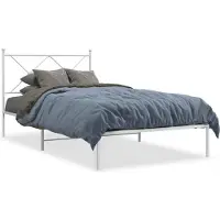 vidaXL Bettgestell mit Kopfteil Metall Weiß 100x190 cm