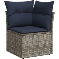 vidaXL 9-teiliges Gartensofa-Set mit Kissen, grau, Polyrattan