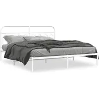 vidaXL Bettgestell mit Kopfteil Metall Weiß 160x200 cm