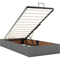 vidaXL Ottoman-Bett mit Matratzen & LEDs Dunkelgrau 200x200 cm Stoff
