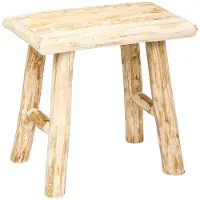 Wellhome - Hocker aus Pappelholz in Beige, 32cm