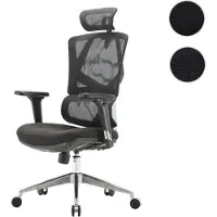 Mendler Bürostuhl HWC-J89, Schreibtischstuhl ergonomisch, Lordosenstütze hohe Rückenlehne 3D-Armlehnen gepolstert schwarz
