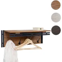 Mendler Wandgarderobe HWC-A27, Garderobe Regal, 4 Haken 24x75x24cm 3D-Struktur ~ Wildeiche-Optik