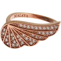 Nialaya Rosa Gold 925 Silber Damen Ring mit klaren CZ