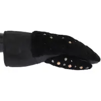 Dolce&Gabbana schwarze Leder-Schafsleder-Nietenhandschuhe