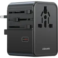 Usams Reiseadapter CC310 3xUSB-C 70W 4in1 US/AU/EU/UK Schwarz