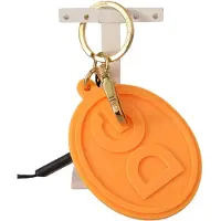Dolce&Gabbana Oranger Gummi DG Logo Gold Messing Metall Schlüsselanhänger für Männer