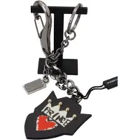 Dolce&Gabbana Black Prince Nieten Logo Silber Messing Herren Schlüsselanhänger