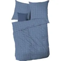 Kaeppel Musselin Bettwäsche Grid 155x220 cm + 80x80 cm blau